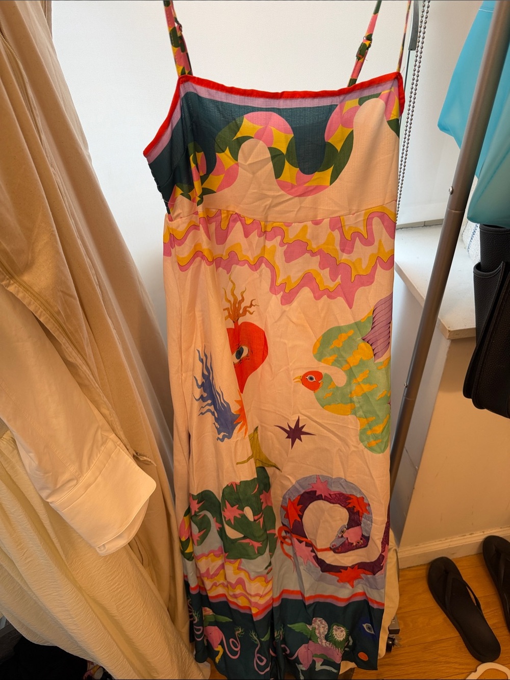 Amazon Multicolor Abstract Print Spaghetti-Strap Maxi Dress